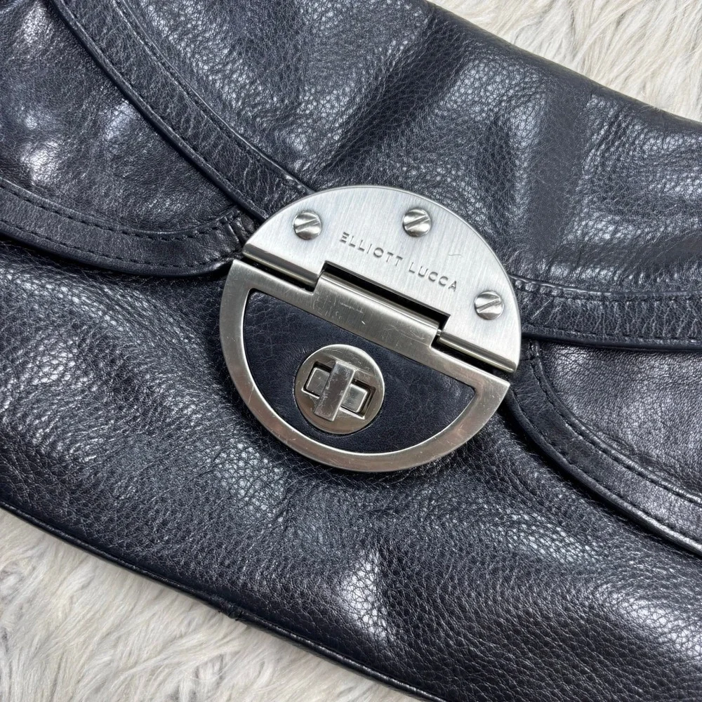Elliott Lucca Black Leather Small Shoulder Bag Chain Strap Y2K Going Out Baddie